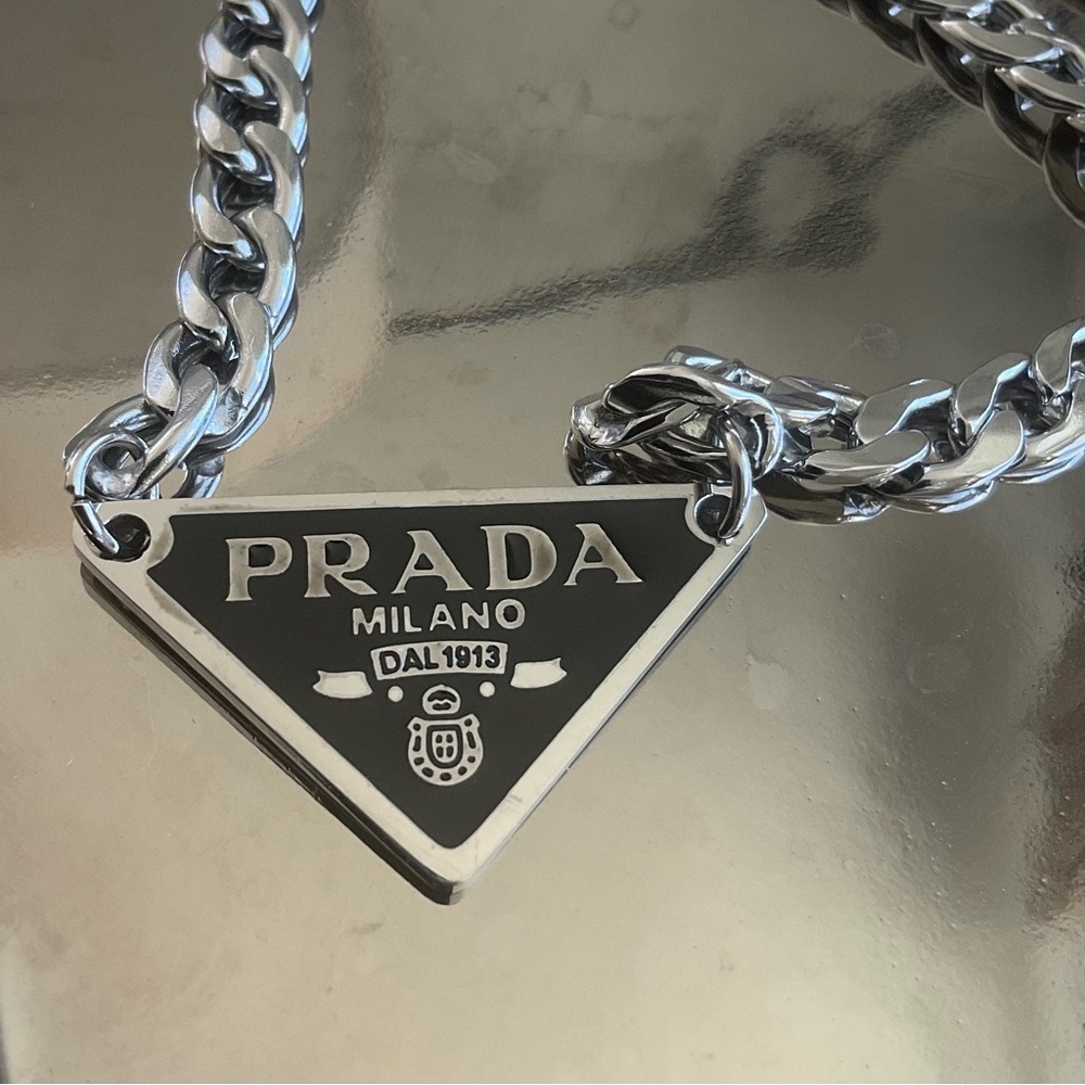 Prada logo chain necklace